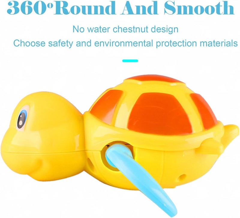 klarako Bath Toys For Toddlers Clockwork Floating Baby Bath Toys Swimming Tortoise Floating WindUp Toys Bathtub Shower Beach Toys Gifts For Boys And Girls Clockwork Bath Toys (Yellow) - Image 4