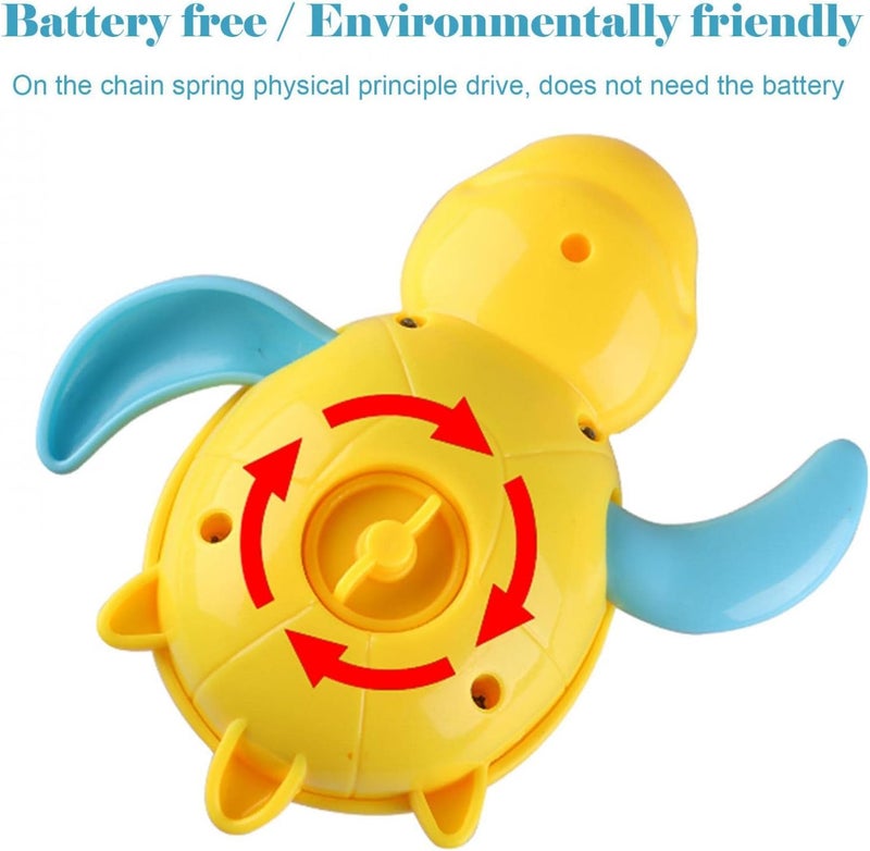 klarako Bath Toys For Toddlers Clockwork Floating Baby Bath Toys Swimming Tortoise Floating WindUp Toys Bathtub Shower Beach Toys Gifts For Boys And Girls Clockwork Bath Toys (Yellow) - Image 5