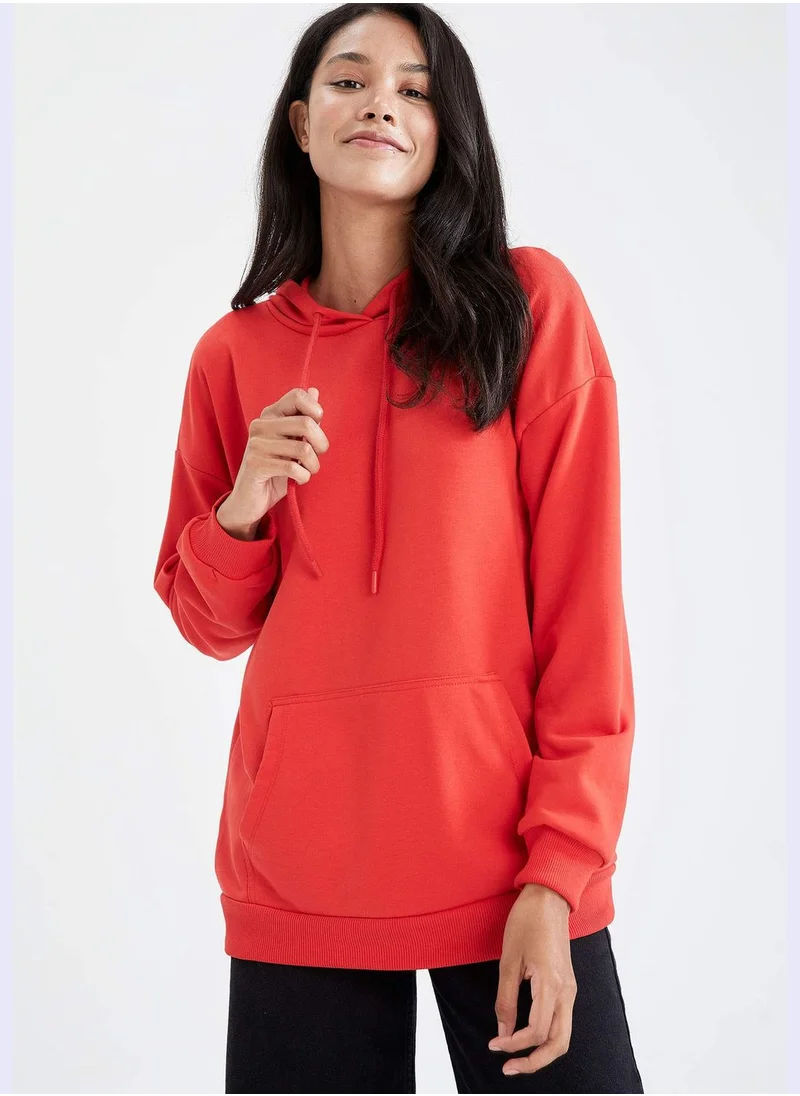 ديفاكتو Regular Fit Basic Hooded Sweatshirt