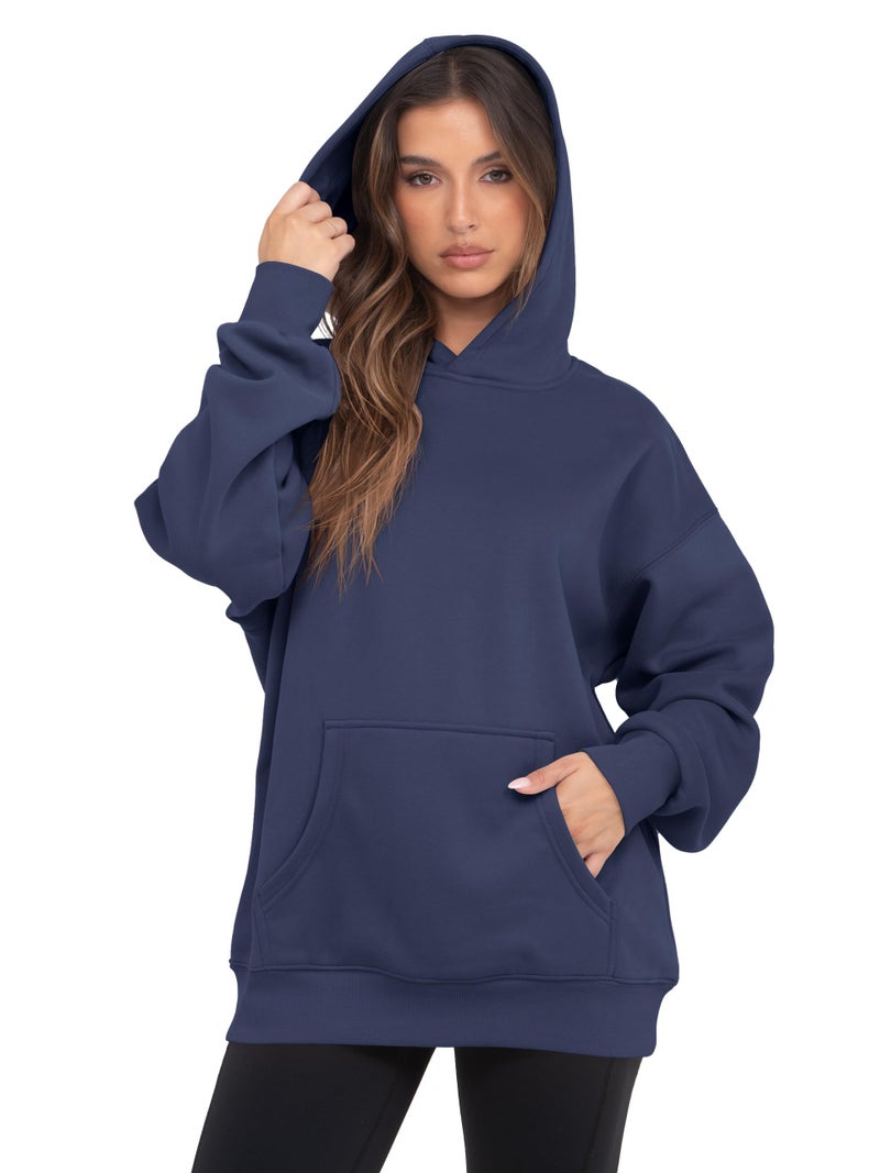 VIUTIL Womens Oversized Hoodies Fleece Loose Hooded Sweatshirt Fall Winter Outfits 2026 Trendy Clothes, Navy, Small - Image 2