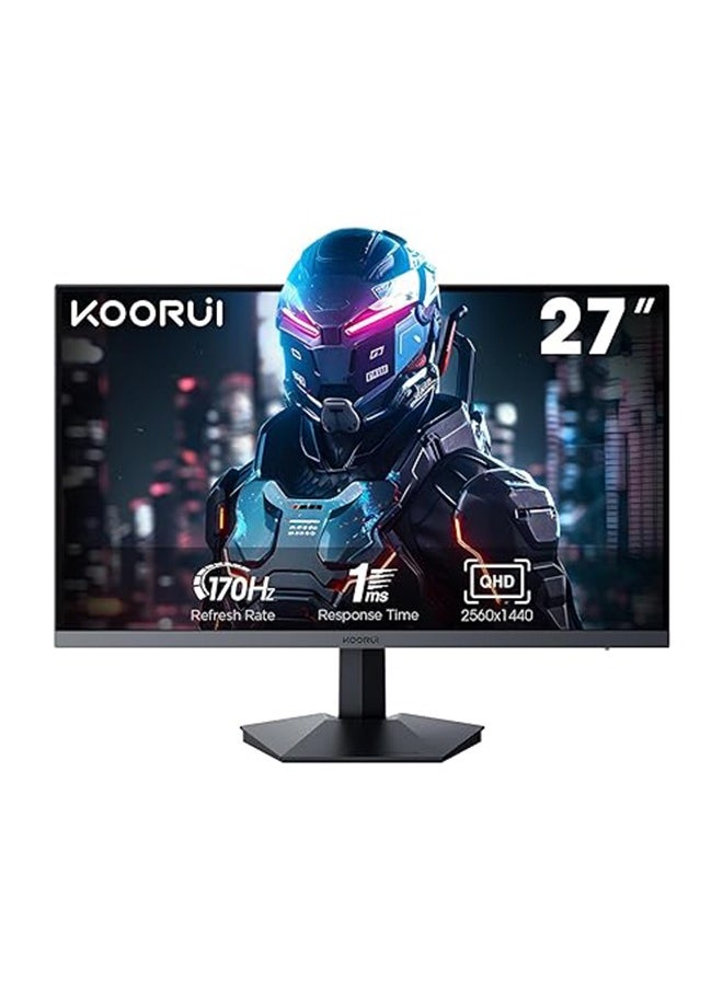 KOORUI - شاشة ألعاب مقاس 27 بوصة، شاشة كمبيوتر بدقة QHD 2560 × 1440 بتقنية Adaptive-Sync 27GN07 (لوحة IPS، 170 هرتز، 1 مللي ثانية، DCI-P3 90%، متوافقة مع Gsync، 2xHDMI، VESA، DisplayPort، إمالة قابلة للتعديل) - Image 1