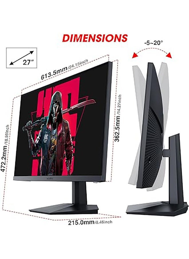 KOORUI - شاشة ألعاب مقاس 27 بوصة، شاشة كمبيوتر بدقة QHD 2560 × 1440 بتقنية Adaptive-Sync 27GN07 (لوحة IPS، 170 هرتز، 1 مللي ثانية، DCI-P3 90%، متوافقة مع Gsync، 2xHDMI، VESA، DisplayPort، إمالة قابلة للتعديل) - Image 1