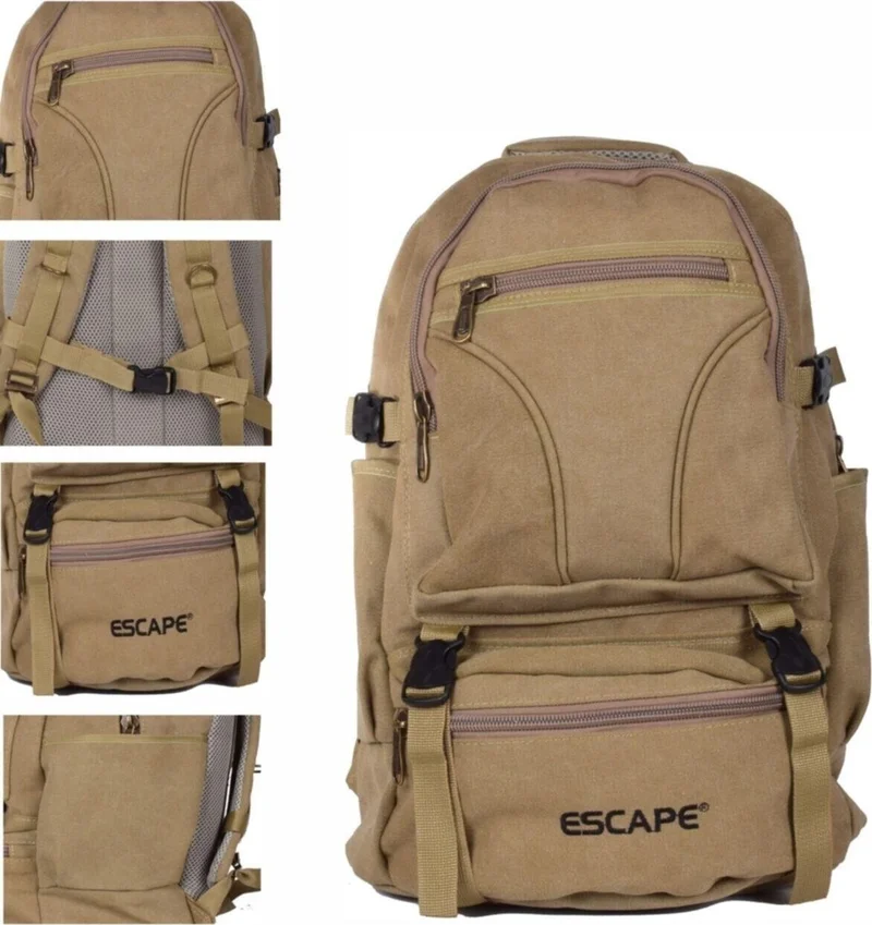 ESCAPE 501 Canvas Beige Mountaineer Backpack 501 Canvas Brown Backpack