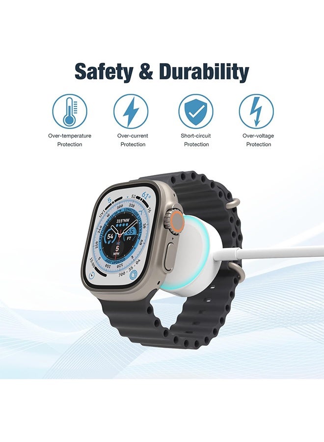كابل شحن سريع 2 في 1 من النوع C لأجهزة iPhone وWatch (1.2 متر) أبيض، كابل شحن ممتاز، كابل مغناطيسي للساعة الذكية - Image 4