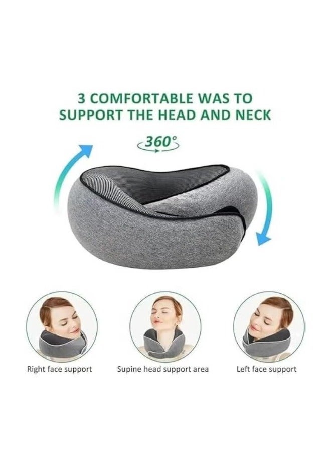 MIXDE Neck Pillow for Travel,Upgraded Travel Neck Pillow,Provides Double Support to The Head, Neck, and Chin in Any Sleeping Position on Flights, Car, and at Home, Comfortable Airplane Travel Pillow - Image 1