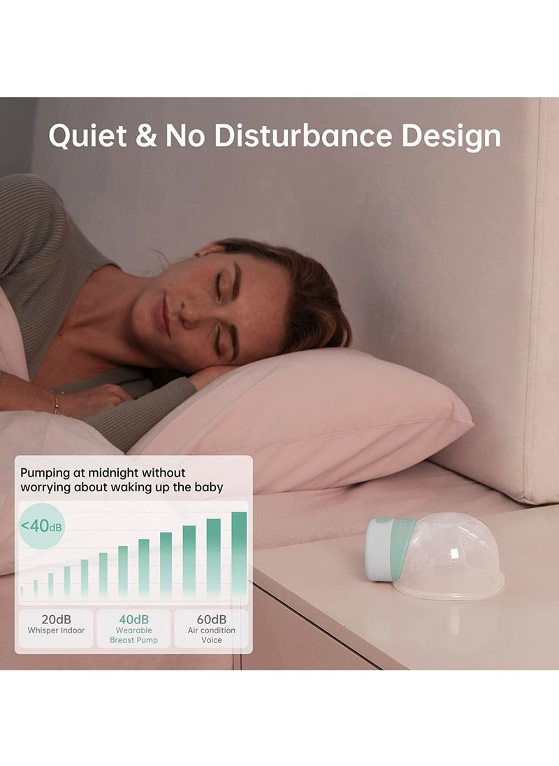Gonice - Wearable Breast Pump, Electric Hands-Free Breast Pumps with 2 Modes, 9 Levels, LCD Display, Memory Function Rechargeable with Massage and Pumping Mode-Green - Image 1