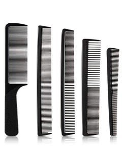 Patelai 5 Pieces Hair Cutting Comb Barber Comb Hair Styling Combs Fine Teeth Carbon Comb Set Anti Static Heat Resistant Hairdressing Tapered Comb for Men Women Classic Combs 