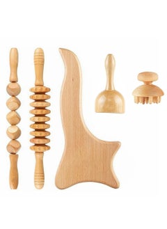 Beech Wood Therapy Massage Tools  Set of 5 Wood Therapy Tools Body Sculpting Lymphatic Drainage Massager Anti Cellulite Set for Muscle Pain Relief Cellulite