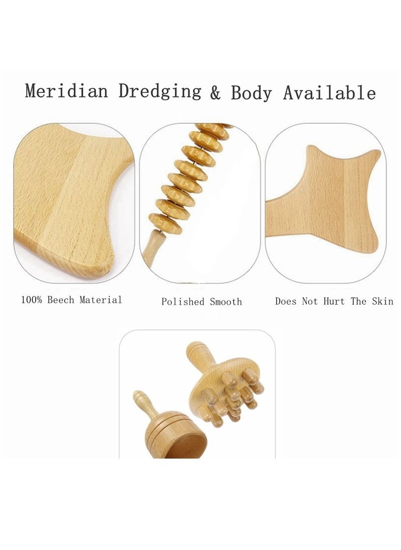 Generic - Beech Wood Therapy Massage Tools  Set of 5 Wood Therapy Tools Body Sculpting Lymphatic Drainage Massager Anti Cellulite Set for Muscle Pain Relief Cellulite - Image 1