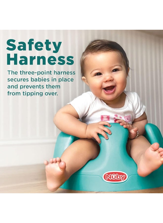 Nuby My Floor Seat, Soft Foam Cushion with Safety Harness and High Back Design, for Ages 4-12 Months, Aqua - Image 2