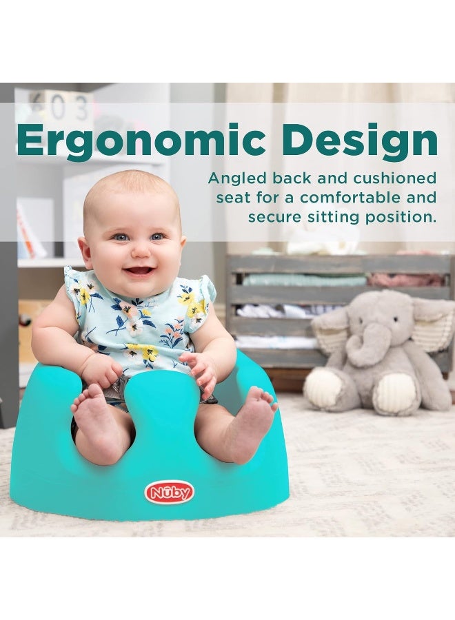 Nuby My Floor Seat, Soft Foam Cushion with Safety Harness and High Back Design, for Ages 4-12 Months, Aqua - Image 4