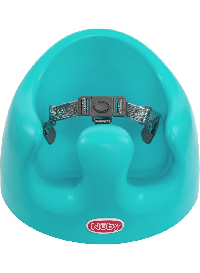 Nuby My Floor Seat, Soft Foam Cushion with Safety Harness and High Back Design, for Ages 4-12 Months, Aqua - Image 1