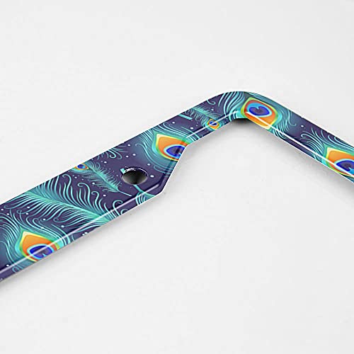 Beabes Green Blue Peacock Feather License Plate Frame Beautiful Animal License Plate Holder Bird Car Tag Frame License Plate Car Accessories 2 Holes Novelty Auto Car Tag Vanity Present - Image 3