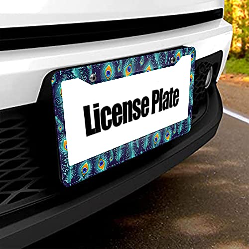 Beabes Green Blue Peacock Feather License Plate Frame Beautiful Animal License Plate Holder Bird Car Tag Frame License Plate Car Accessories 2 Holes Novelty Auto Car Tag Vanity Present - Image 5