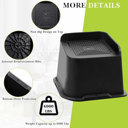 Yookwutar Bed Risers 2 inch, 3 inch, 4 inch, 6 inch, 8 inch Heavy Duty, Oversized Furniture Riser for Couch Sofa Table Chair Leg Frame Dorm, Support up to 6000 Lbs (Black 4 Pack, 4 inch) - Image 5