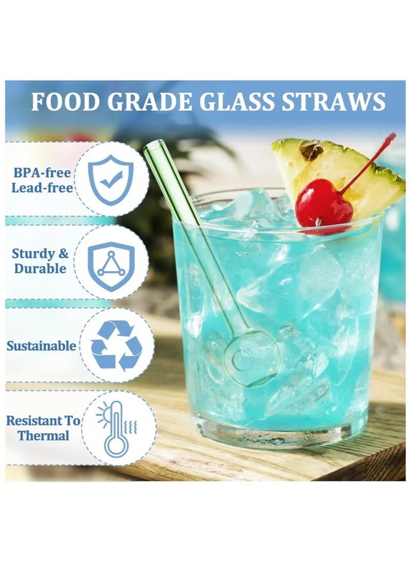 BaytEasy 8 Pcs Glass Straws Shatter Resistant 4 Inch Short Reusable Glass Straw With Cleaning Brush Dishwasher Safe Bar Drinking Straws Perfect For Cocktail Smoothies Coffee Juice and Lightweight, easy to use Colorful - Image 3