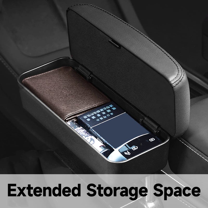 Dimeani Car Armrest Storage Box, Car Seat Gap Filler Organizer, Car Organizers and Storage, Arm Rest for Car, Forearm Wrist Support Adjustable Armrest for Most Car Models (Black) - Image 2