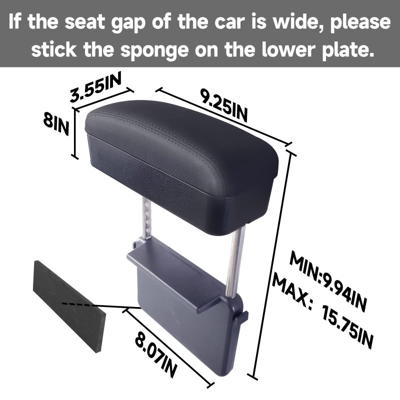 Dimeani Car Armrest Storage Box, Car Seat Gap Filler Organizer, Car Organizers and Storage, Arm Rest for Car, Forearm Wrist Support Adjustable Armrest for Most Car Models (Black) - Image 4