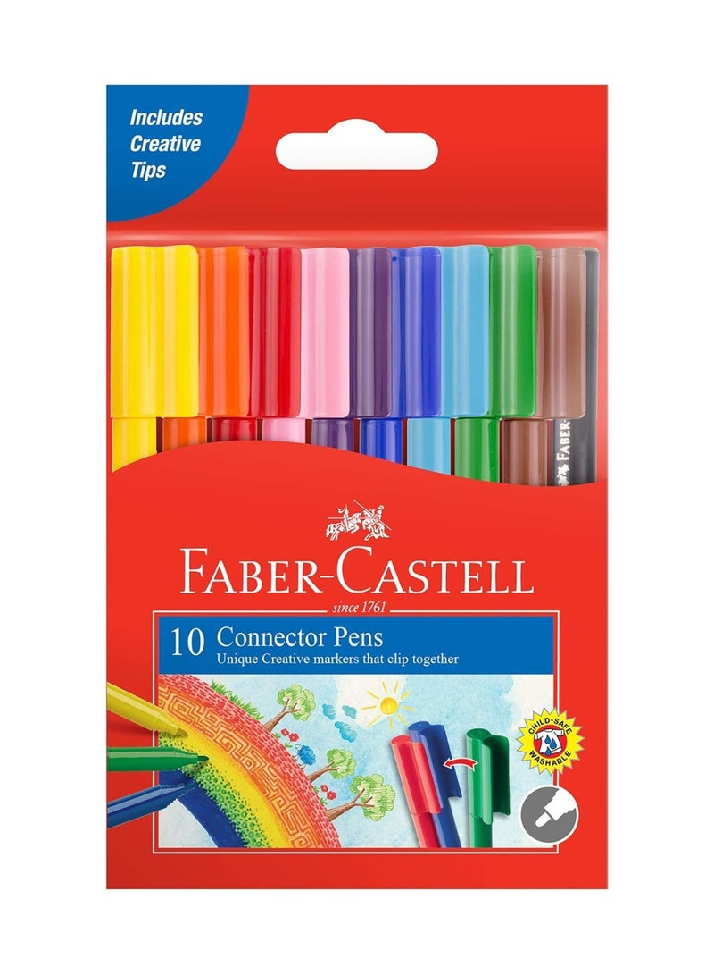 FABER-CASTELL 10 قطع قلم شعري مع أغطية موصلة متعددة الألوان - Image 1