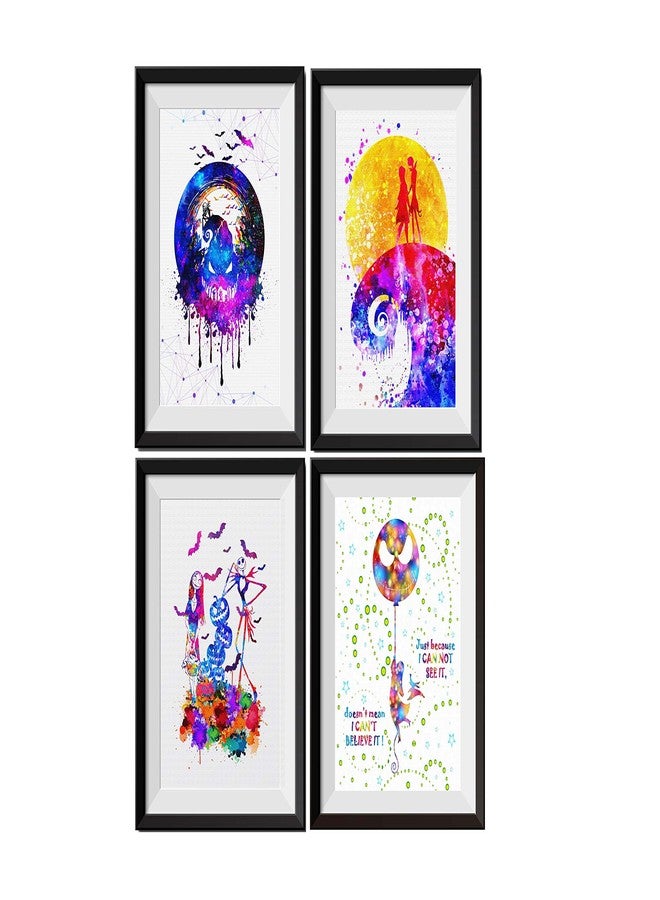 Uhomate 4 pcs Set Jack Sally Nightmare Before Christmas Abstract Art Home Canvas Wall Art Inspirational Quotes Wall Decor for Living Room for Bedroom M032 (8X10) - Image 1