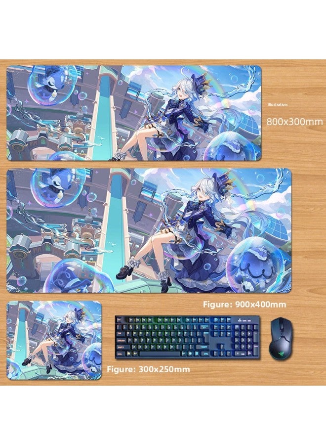 Unlocked Genshin Impact Mouse Pad Extra Large Animation Kamisato Ayaka Thunder General Two-Dimensional Keyboard Computer Game-Color:80x30cm Thickness 3mm-Pattern:Light Gray Ys59  - Image 1