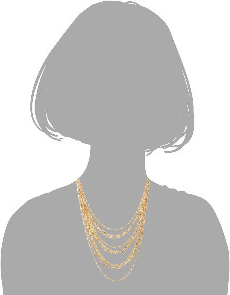 COOLSTEELANDBEYOND Waterfall Multi-Strand Chains Statement Collar Necklace with Rhinestones Chains, Dress - Image 4