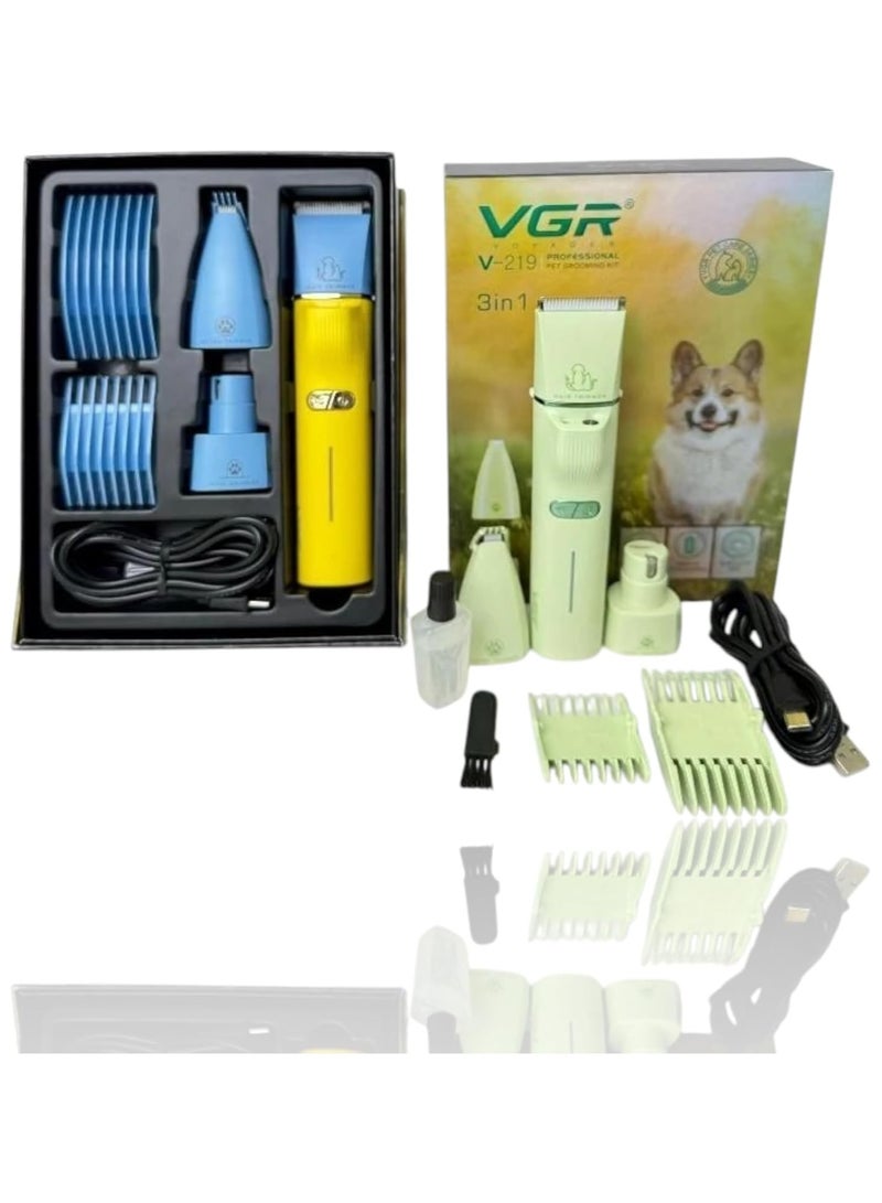 VGR V-219 Professional Pet Grooming Kit, 3 in 1 Grooming Kit with UV Light, 600mAh Battery, USB Charging, Up to 150 Minutes Runtime - Image 4