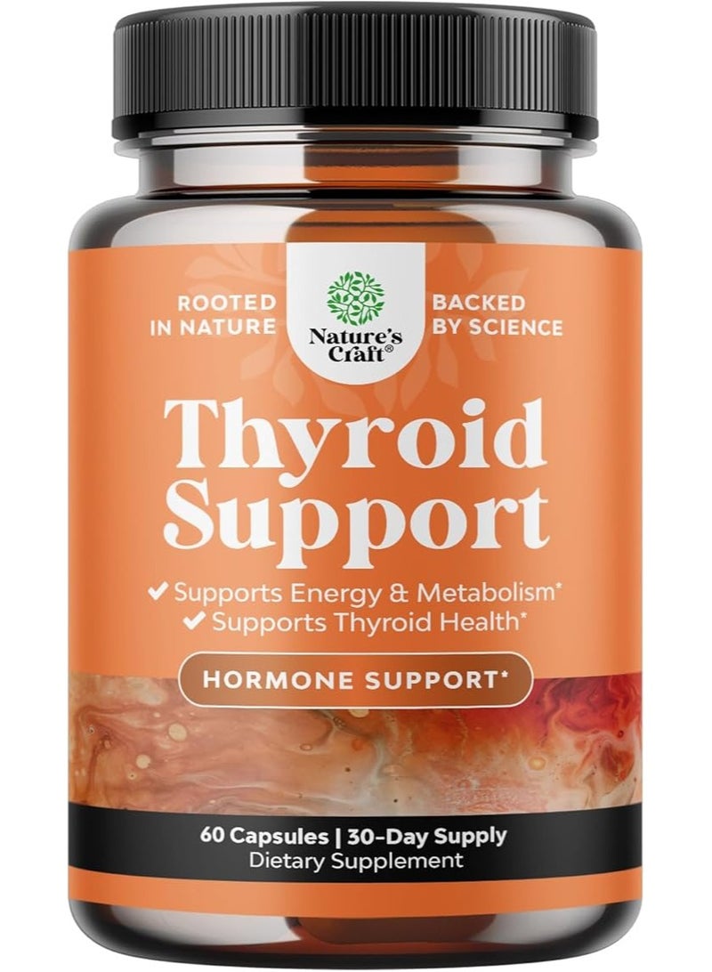 Natures Craft Pure Thyroid Support Supplement for Women - Thyroid Support for Weight Loss Mood Support and Natural Energy Pills - Wellness Thyroid Supplement for Women with Daily Vitamins for Women - Image 1