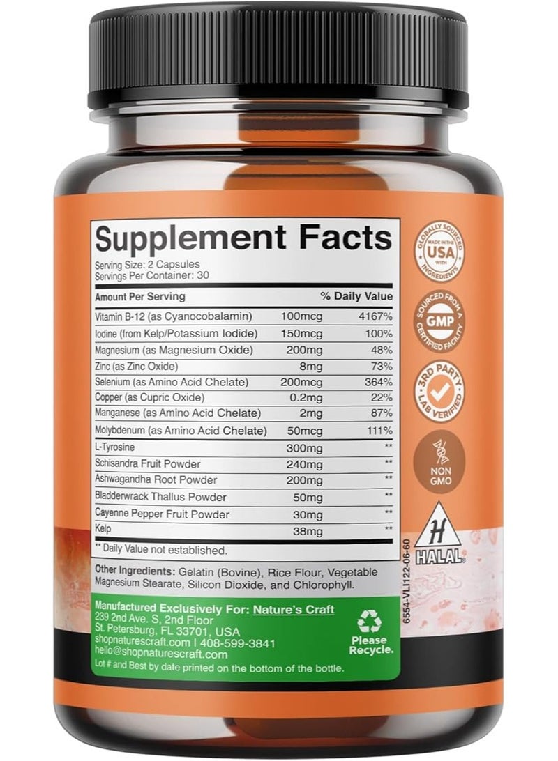 Natures Craft Pure Thyroid Support Supplement for Women - Thyroid Support for Weight Loss Mood Support and Natural Energy Pills - Wellness Thyroid Supplement for Women with Daily Vitamins for Women - Image 2