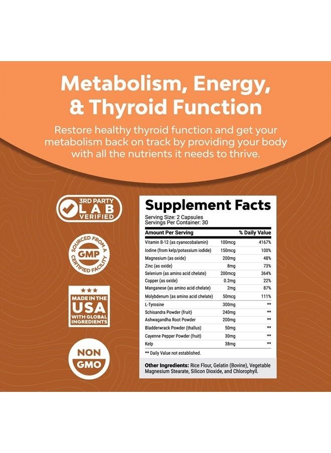 Natures Craft - Pure Thyroid Support Supplement for Women - Thyroid Support for Weight Loss Mood Support and Natural Energy Pills - Wellness Thyroid Supplement for Women with Daily Vitamins for Women - Image 1