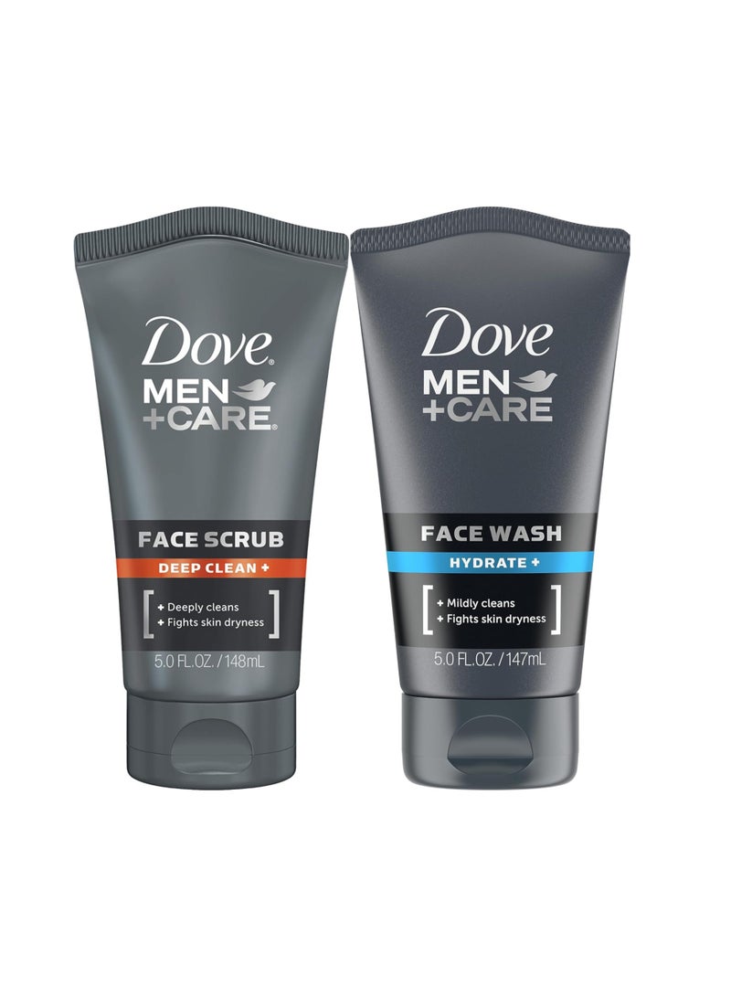 Dove Men+Care Set, Face Wash, ( Hydrate Plus ) 148ML + Face Scrub, ( Deep Clean +) 148ML - Image 2