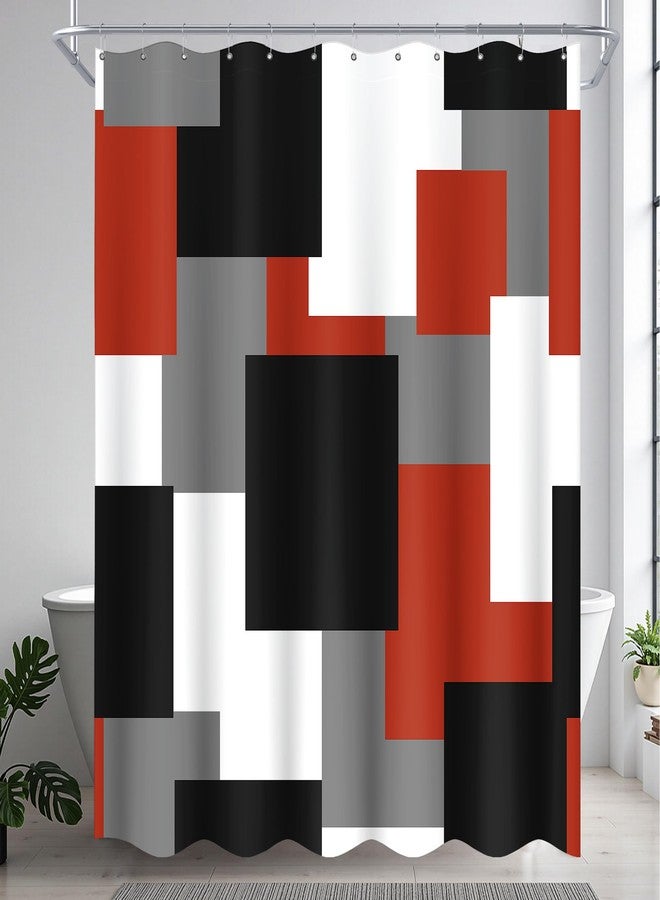 Tyrot Red Shower Curtain Modern Abstract Black and Red Shower Curtain Set for Bathroom Minimalist White Gray Decorative Fabric Bath Curtain Waterproof Polyester Shower Curtains with Hooks, 72x72 Inch - Image 1