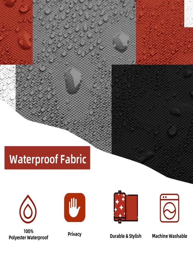 Tyrot Red Shower Curtain Modern Abstract Black and Red Shower Curtain Set for Bathroom Minimalist White Gray Decorative Fabric Bath Curtain Waterproof Polyester Shower Curtains with Hooks, 72x72 Inch - Image 4