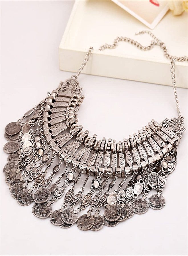LUREME Boho Coin Statement Necklace Collar Choker Long Tassel Ethnic Gypsy Chunky Necklace (nl006294-1) - Image 5