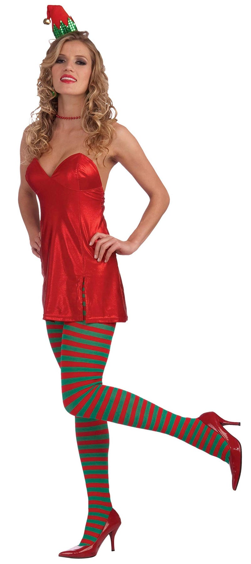 Rubies Forum Novelties Women Adult Christmas Striped Tights Costume Footwear, Red/Green, One Size US - Image 2