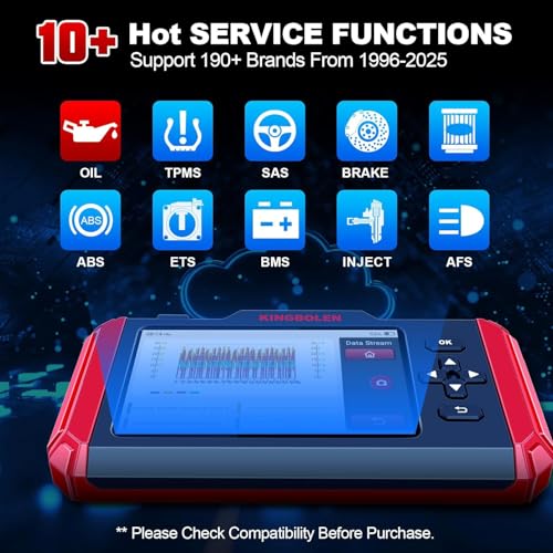 KINGBOLEN S600 OBD2 Car Scanner,ECM/TCM/SRS/ABS Code Reader with 10 Reset,Automotive Engine Scan Tool with Oil TPMS Brake Bleed ETS SAS Throttle Reset,AutoVIN Car Diagnostic Tools,Lifetime Update - Image 2