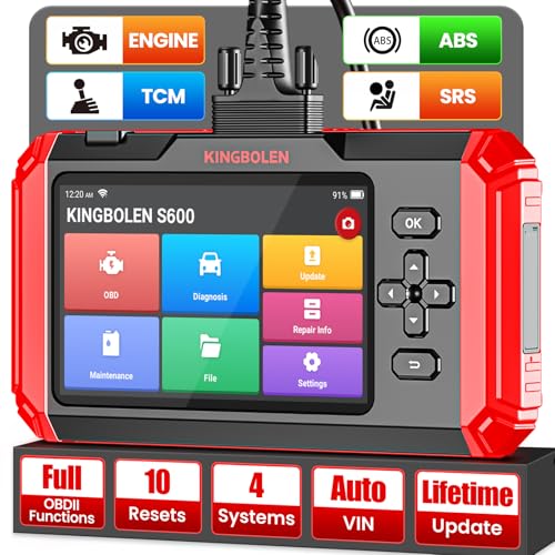 KINGBOLEN S600 OBD2 Car Scanner,ECM/TCM/SRS/ABS Code Reader with 10 Reset,Automotive Engine Scan Tool with Oil TPMS Brake Bleed ETS SAS Throttle Reset,AutoVIN Car Diagnostic Tools,Lifetime Update - Image 1