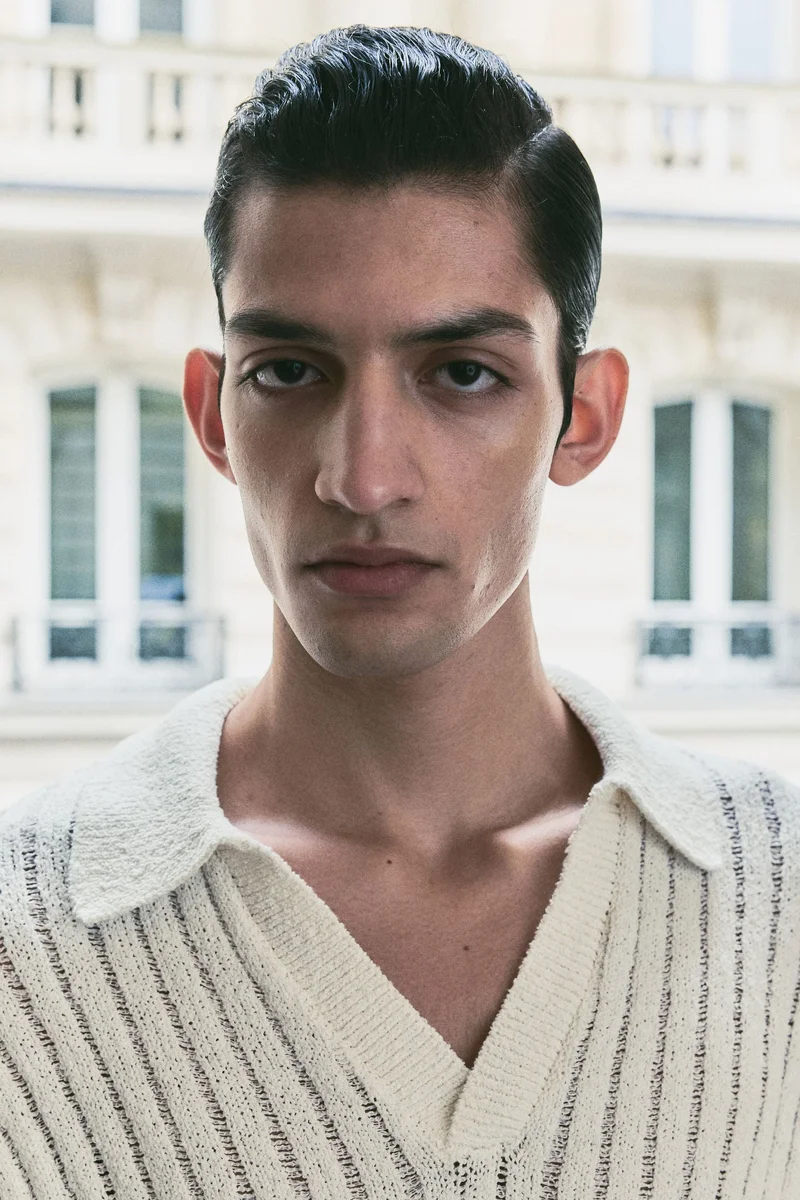H&M Loose Fit Rib-Knit Polo Shirt