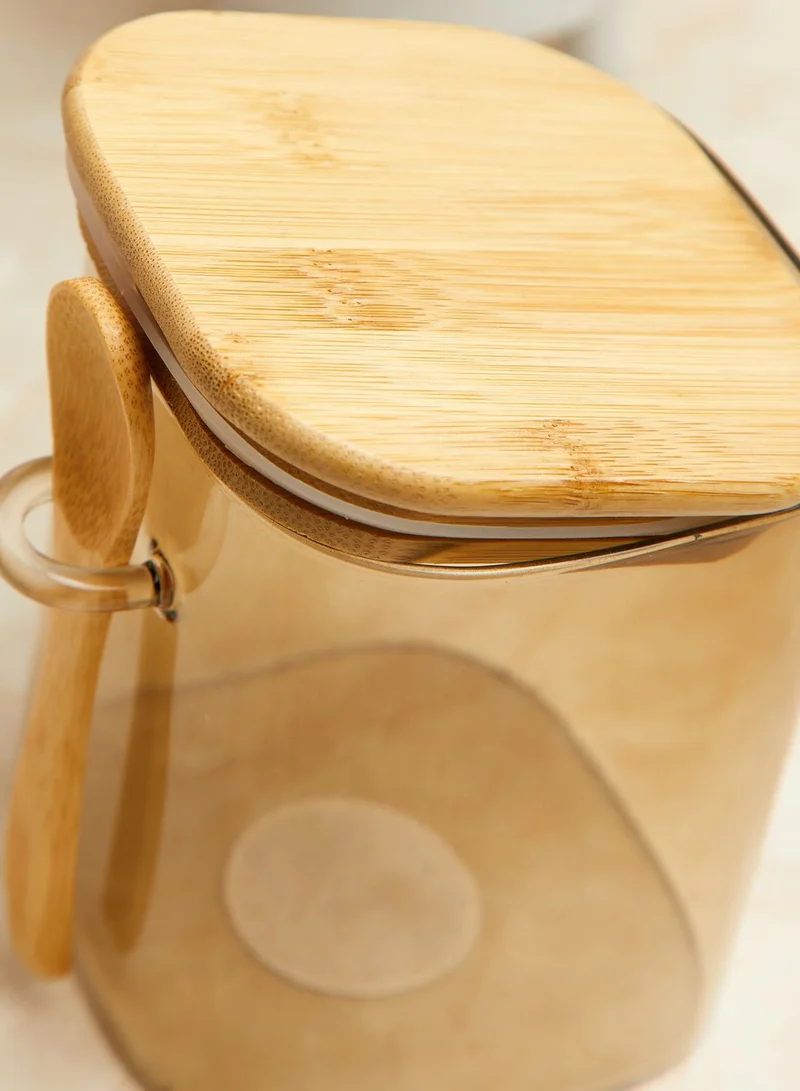 present time Small Cork Glass Storage Jar With Spoon
