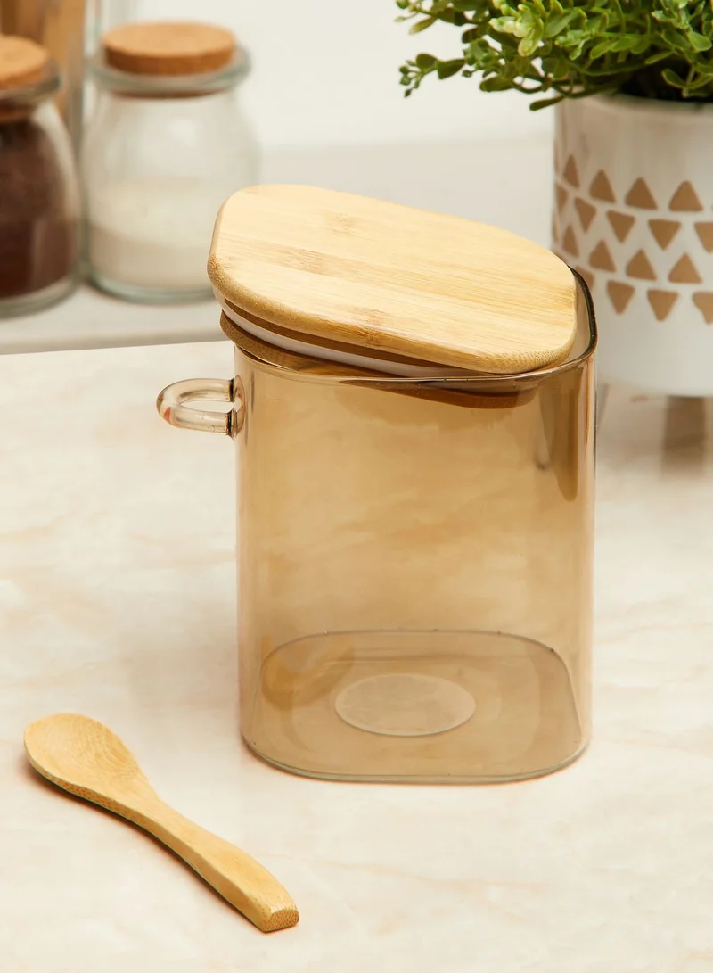 present time Small Cork Glass Storage Jar With Spoon