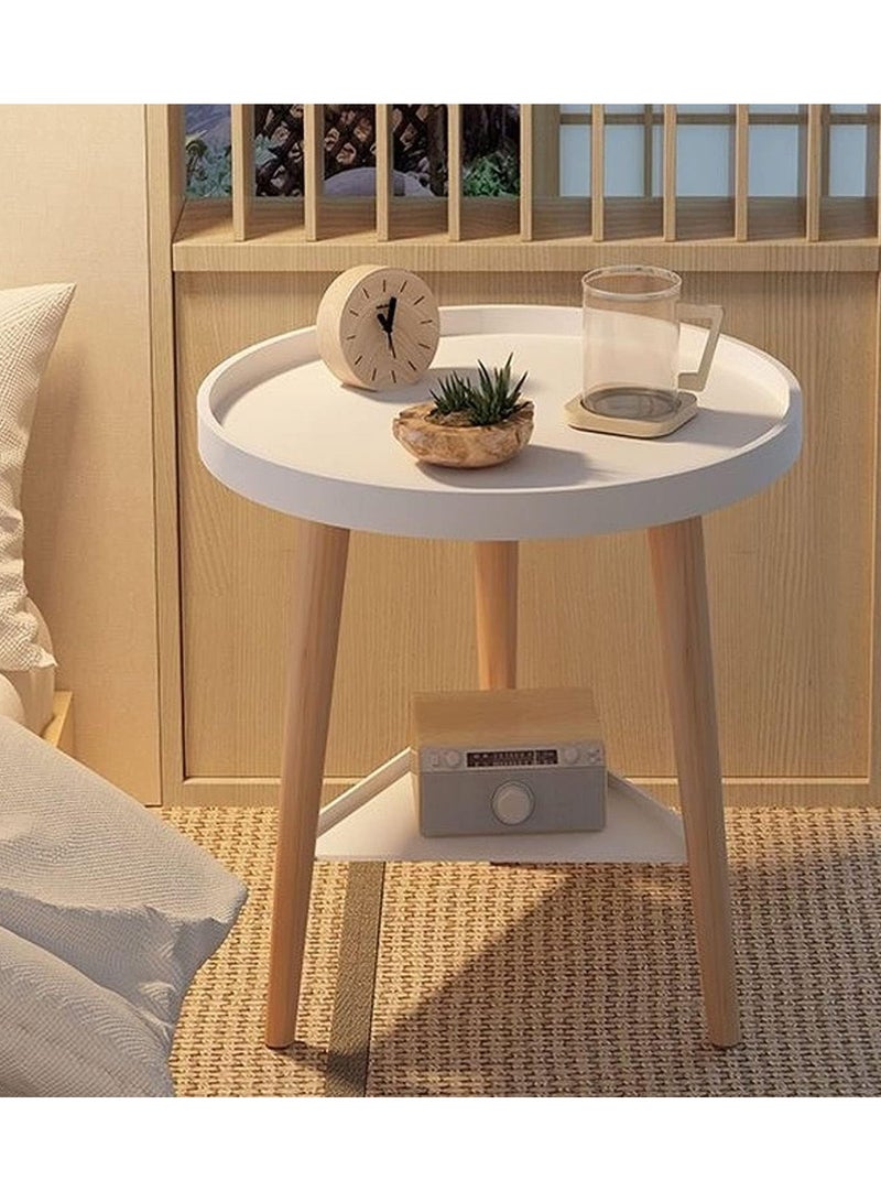 DubaiGallery Round End Table Small Side Table with Wooden Tripod Table Legs White Side Table for Living Room, Bedroom, Balcony & Small Spaces Small End Table Modern Home Decor - Image 1