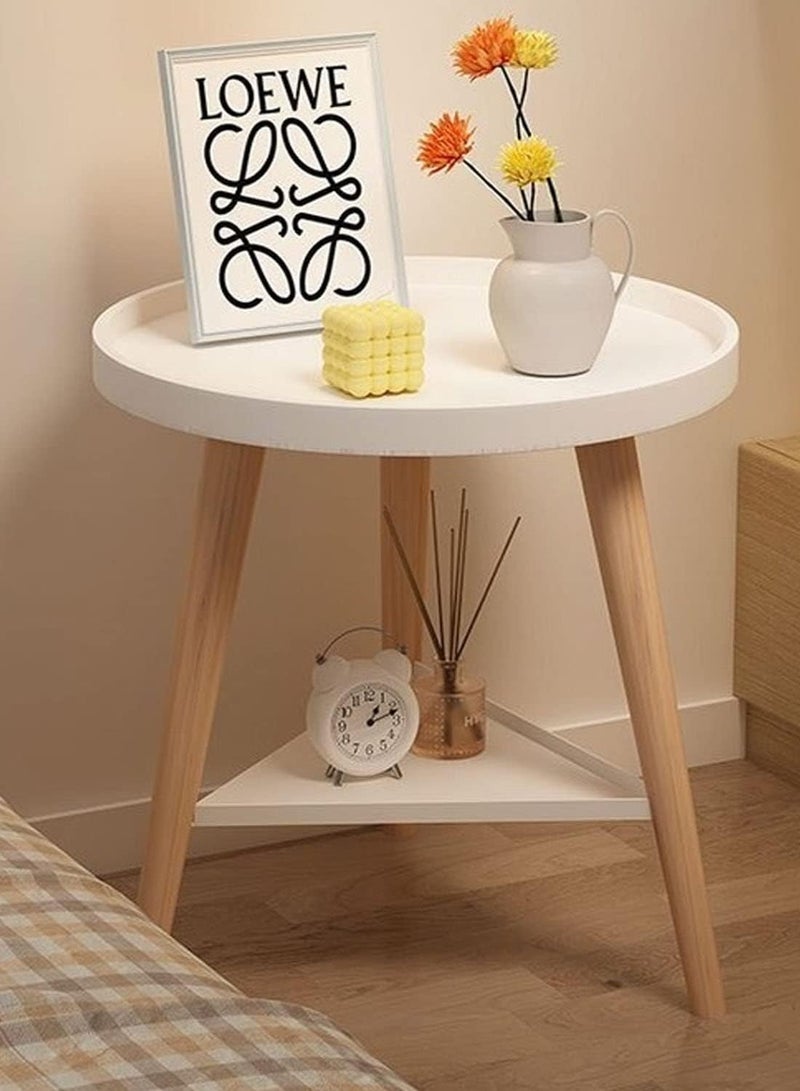DubaiGallery Round End Table Small Side Table with Wooden Tripod Table Legs White Side Table for Living Room, Bedroom, Balcony & Small Spaces Small End Table Modern Home Decor - Image 2