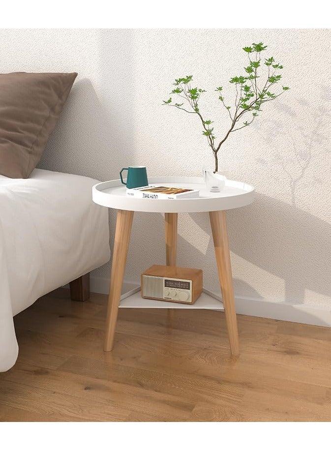 DubaiGallery Round End Table Small Side Table with Wooden Tripod Table Legs White Side Table for Living Room, Bedroom, Balcony & Small Spaces Small End Table Modern Home Decor - Image 3