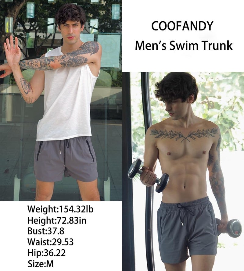 COOFANDY Men's Swim Trunk Quick Dry Swimwear Mesh Lining Bathing Suit Swimsuit Board Beach Sport Short Dark Grey/XXXL - Image 2