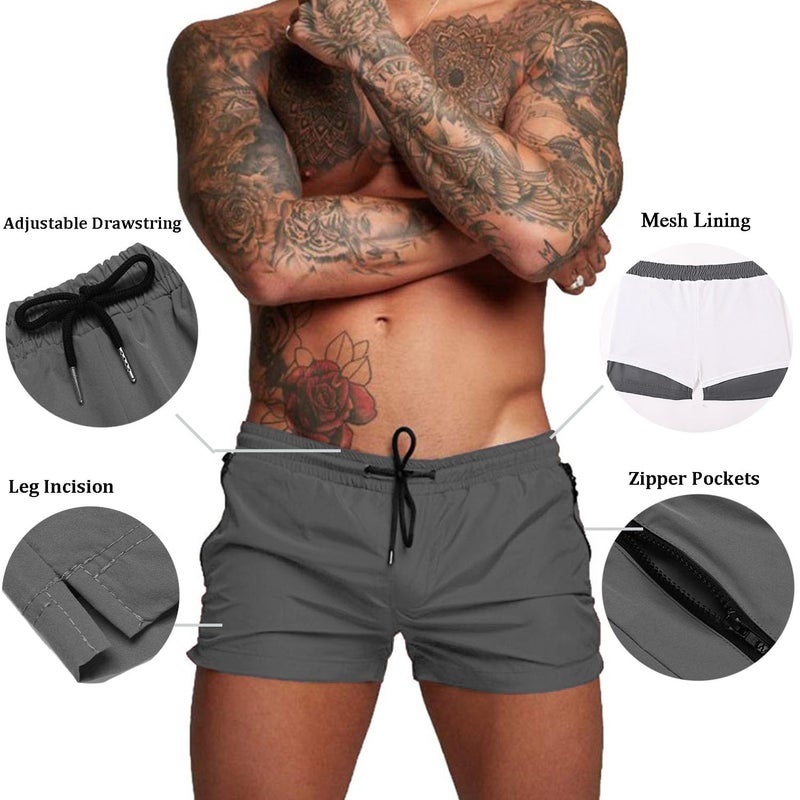 COOFANDY Men's Swim Trunk Quick Dry Swimwear Mesh Lining Bathing Suit Swimsuit Board Beach Sport Short Dark Grey/XXXL - Image 4