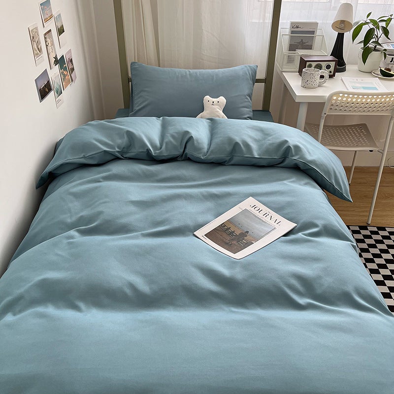 Washed Sanding Sheets Four-Piece Student Dormitory Sanding Quilt Cover Three-Piece Bedding - Image 5