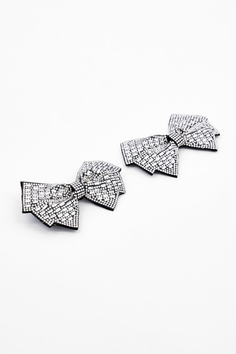 Badgley Mischka Women 1 Pair Of Sparkle Bow Crystal Shoe Clips, Silver - Image 2