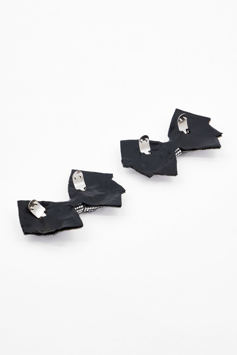 Badgley Mischka Women 1 Pair Of Sparkle Bow Crystal Shoe Clips, Silver - Image 3