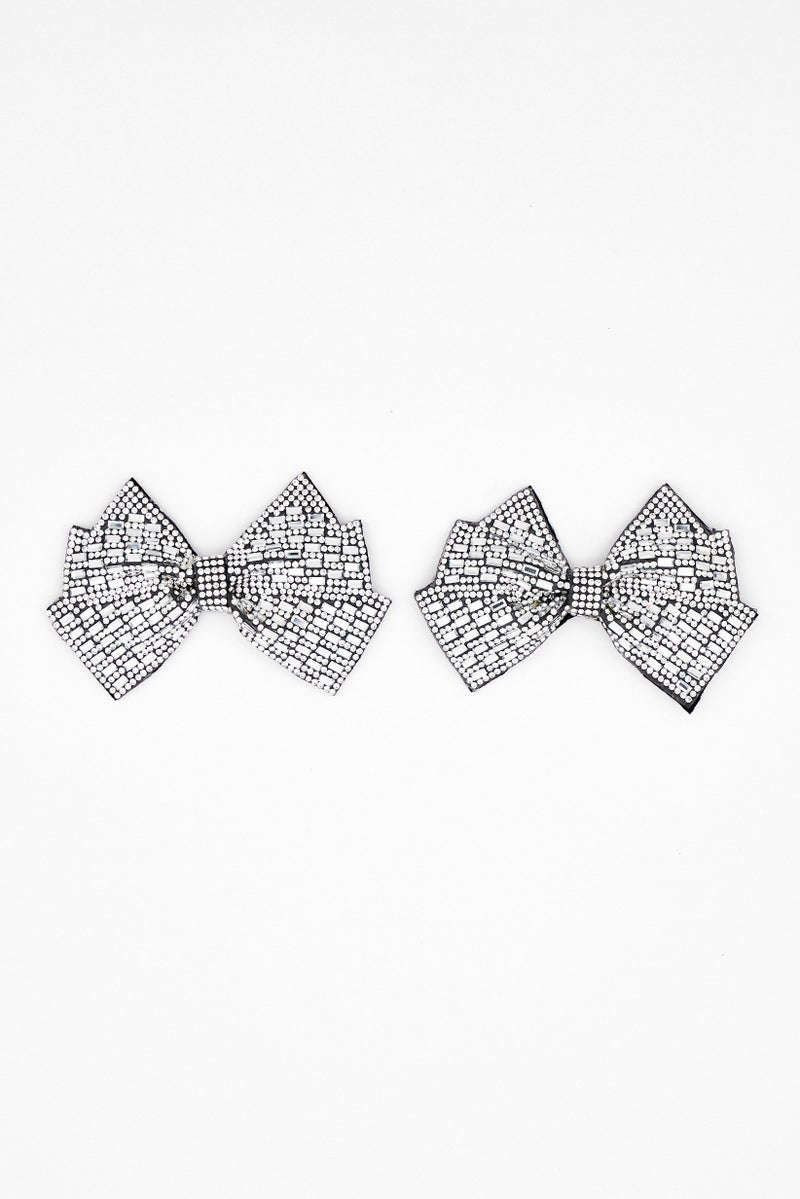 Badgley Mischka Women 1 Pair Of Sparkle Bow Crystal Shoe Clips, Silver - Image 4