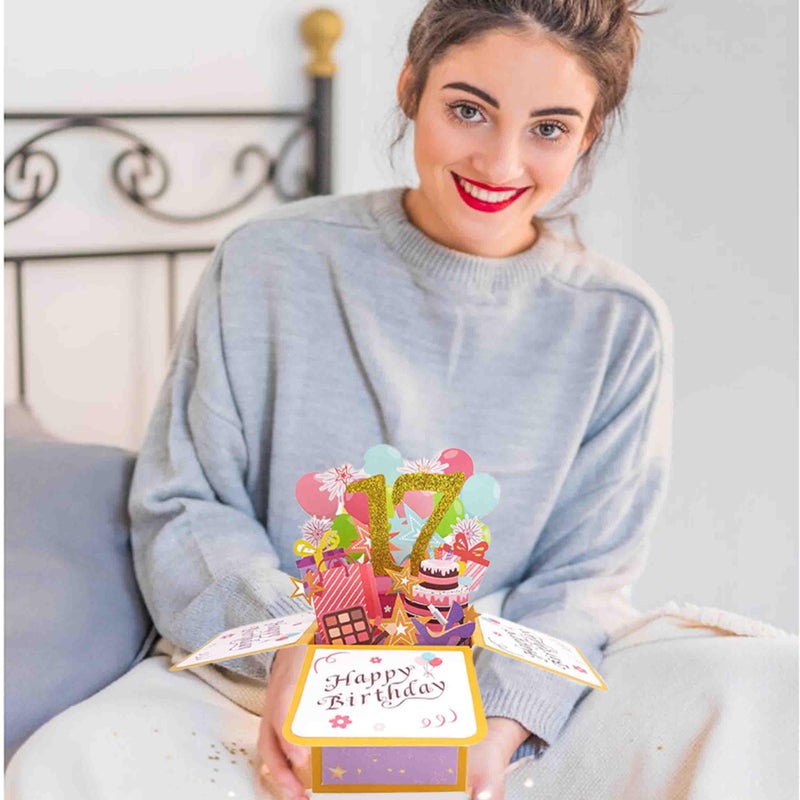 Asmallgf Happy 17Th Birthday Pop Up Card For Girls Boys  Funny 17 Year Old Bday 3D Greeting Card For Him Her  Best Seventeen Birthday Gift Idea For Daughter Son - Image 3